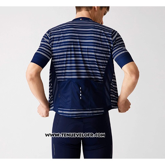2019 Maillot Ciclismo La Passione Stripe Bleu Manches Courtes et Cuissard